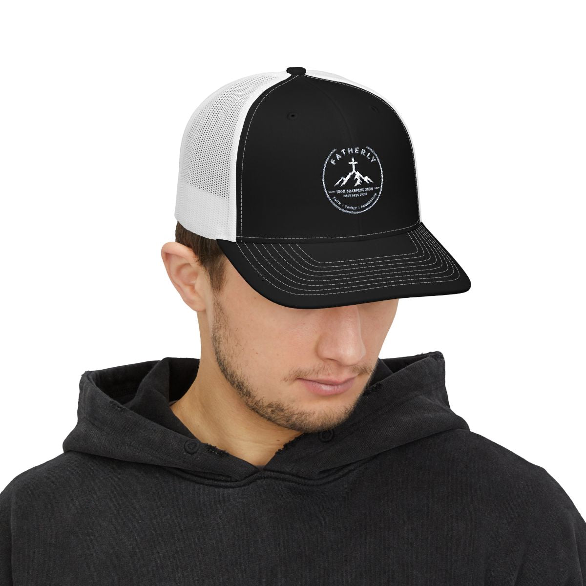 The Fatherly Hat - Black/White, worn